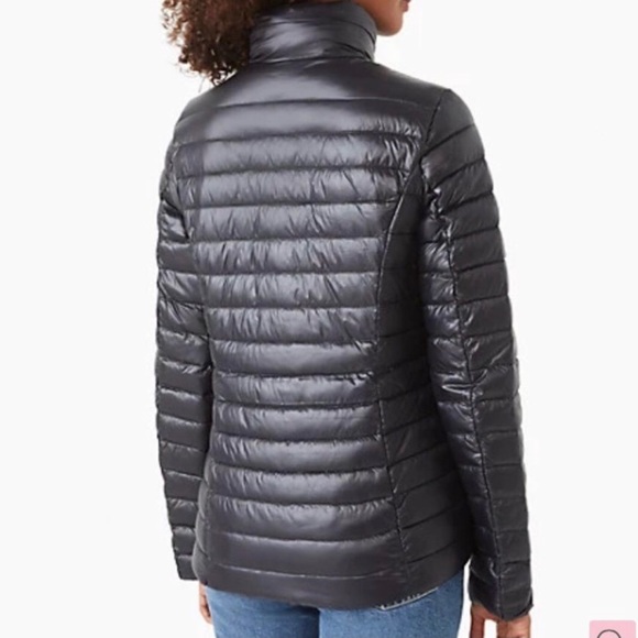 SOLD❣️❣️Kate Spade Black Puffer Hooded Jacket includes package quilted bag - Picture 3 of 16